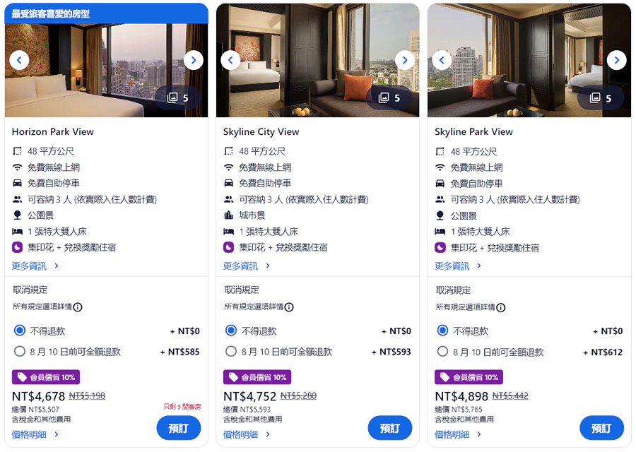 Hotels.com 酒店價格詳情頁