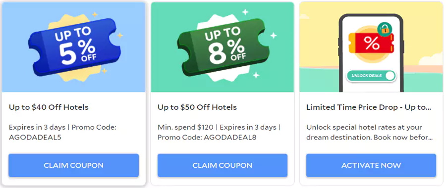 Agoda Deals 頁面領取最新優惠碼