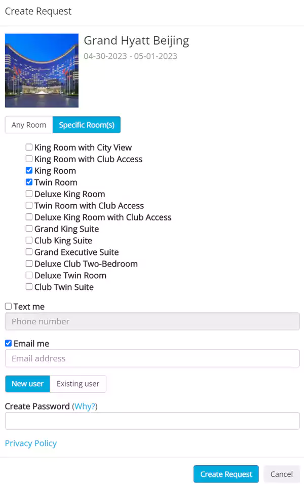 Open Hotel Alert设置通知界面