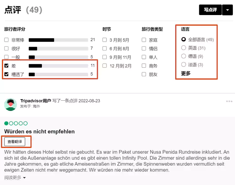 Tripadvisor猫途鹰的酒店评价