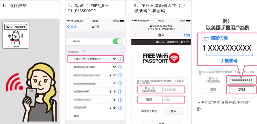 連接軟銀的免費Wifi