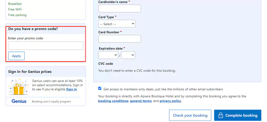如何適用Booking.com優惠折扣代碼 如何適用Booking.com優惠折扣代碼