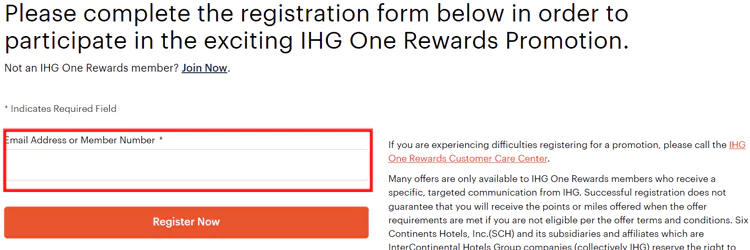 Type in your email or member number to register the IHG targeted offer Type In Your Email Or Member Number To Register The Ihg Targeted Offer