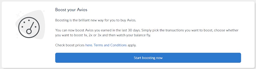 英國航空在購買 Avois 哩程頁面找到 Boost Your Avois