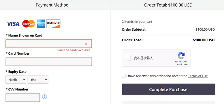 購買萬豪禮品卡，填寫支付信息，并確認支付