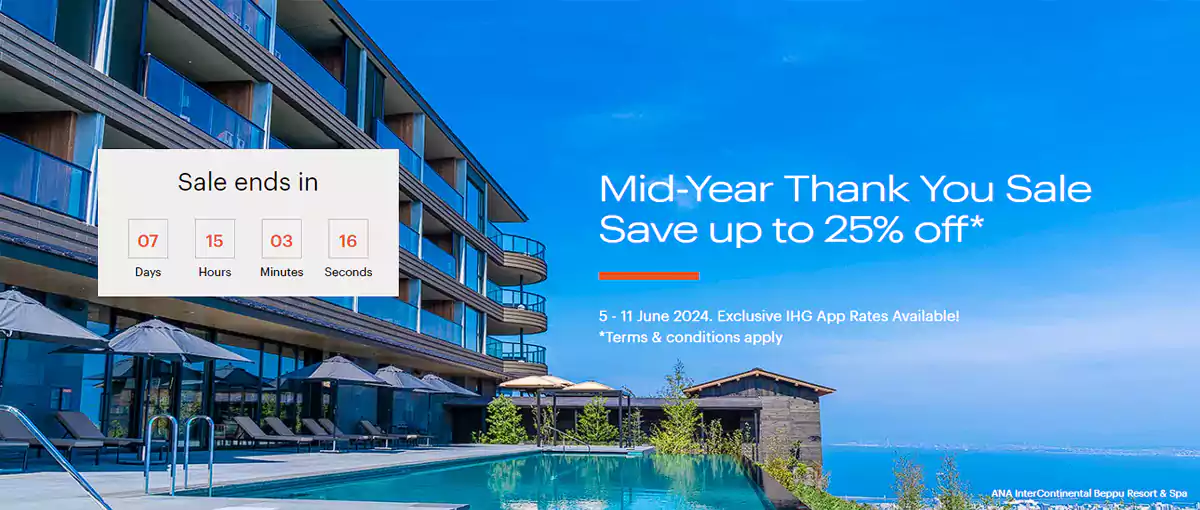 IHG 活动:2024年中感恩回馈,日本、东南亚、韩国酒店75折 Ihg 活动:2024年中感恩回馈,日本、东南亚、韩国酒店75折