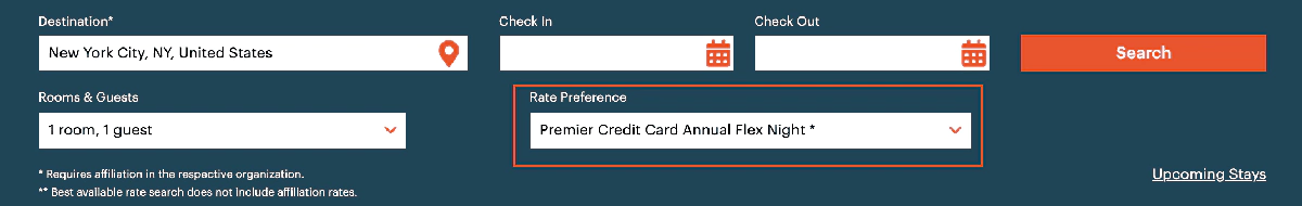 查詢酒店時選擇使用 Ihg 免房券 Free Night Certificates