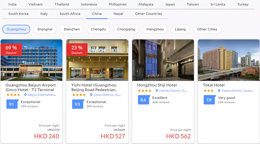 The Hotels With Red &Quot;Discount&Quot; Tag Are On Sale.