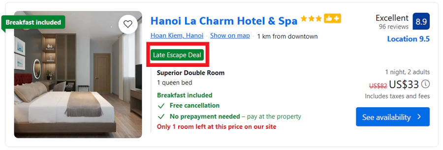 You Can See A Small Tag Of The Offer When Doing A Hotel Search On The Participate Page