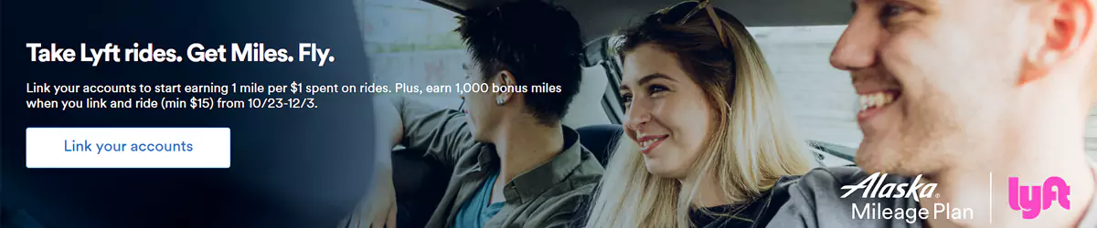 阿拉斯加航空 X Lyft 合作，關聯兩者會員，可獲得1000哩程獎勵