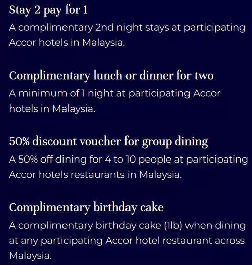 購買馬來西亞 Accor Plus 雅高A佳會員贈送的禮券