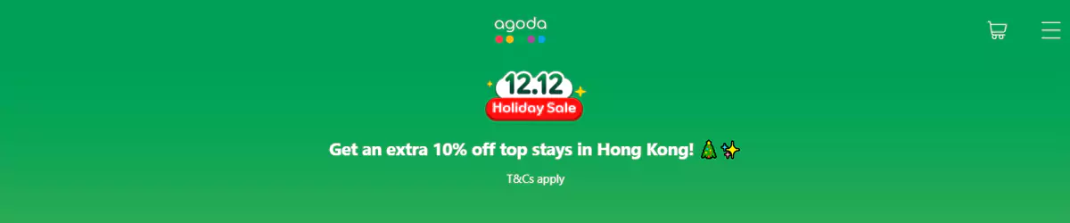 Agoda 雙十二特賣：預訂香港酒店可享額外9折優惠