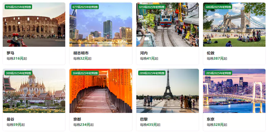 参与 Booking 年初特惠的主要城市