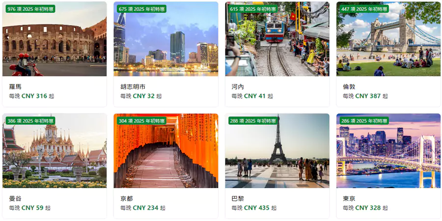 參與 Booking 年初特惠的主要城市 參與 Booking 年初特惠的主要城市