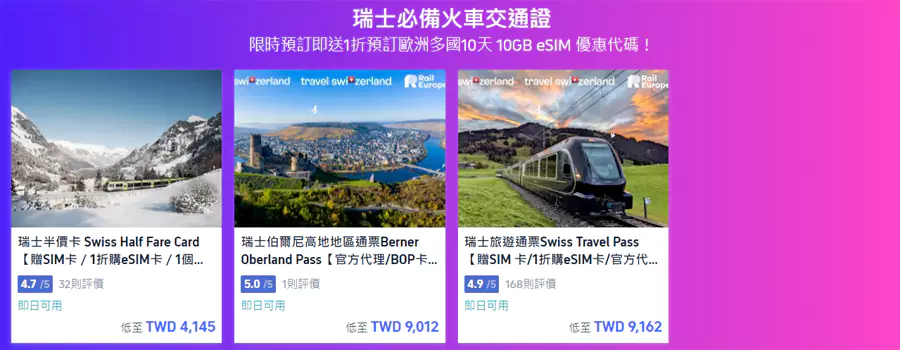 瑞士火車交通證優惠