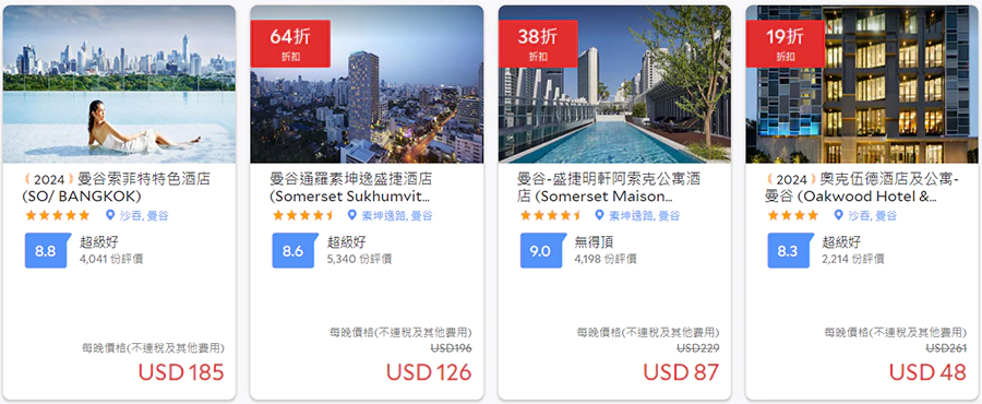 在這個頁面中，帶有紅色折扣標識的酒店均參與本次優惠活動，如果酒店上沒有折扣標識，說明折扣房間已經售罄。