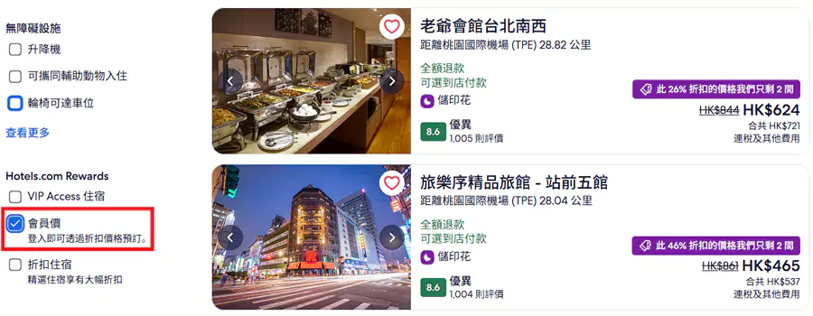 在酒店检索页面，通过筛选“会员价”来找到参与活动的酒店优惠