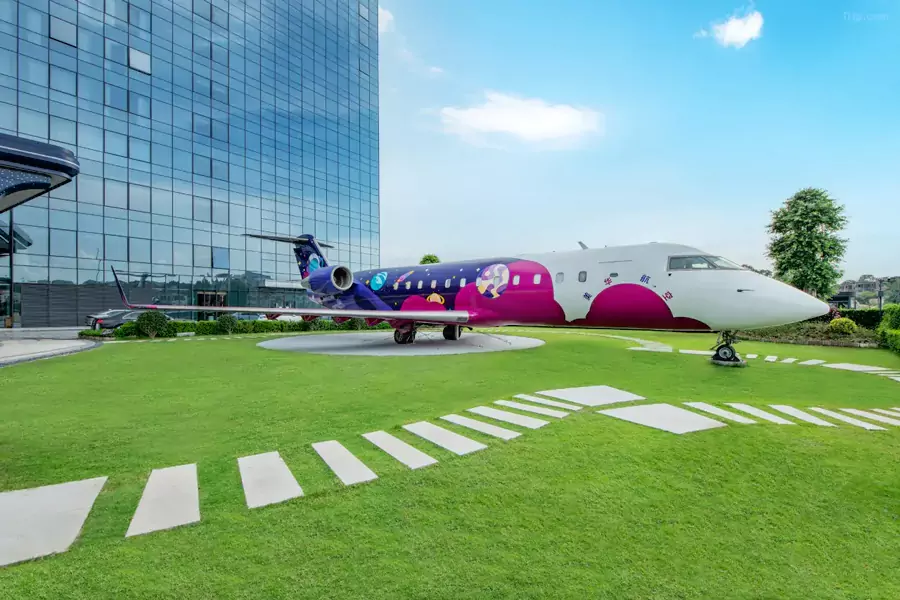 一架 Crj 公務機穩穩停著