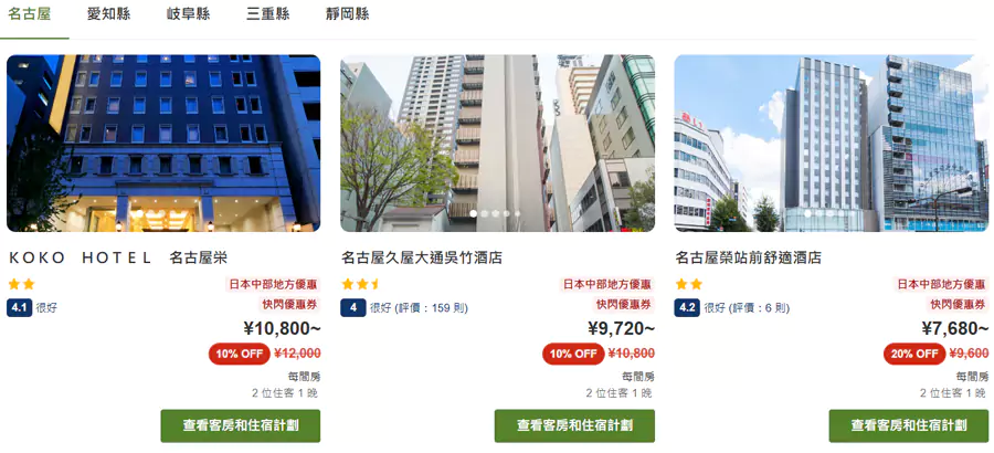 在活動頁面列出了參與折扣的飯店,或者在查詢飯店頁面看到有“日本中部地方優惠”標識的也是參與活動的飯店 在活動頁面列出了參與折扣的飯店,或者在查詢飯店頁面看到有“日本中部地方優惠”標識的也是參與活動的飯店