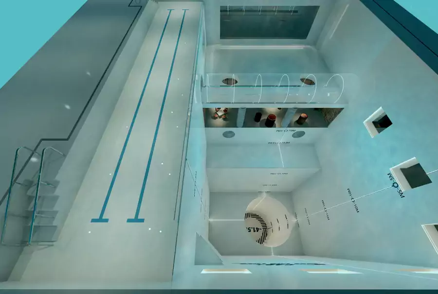 館內 42 米恒溫深潛池堪稱天花板配置 館內 42 米恒溫深潛池堪稱天花板配置