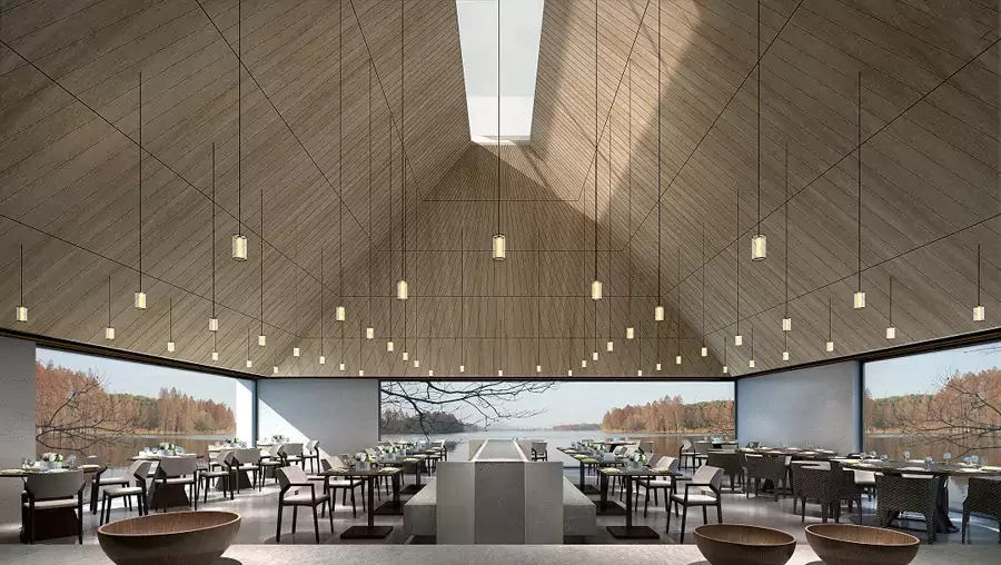 全日制餐厅 "水市口" 则延续乌镇西栅水上市场的意象 全日制餐厅 &Quot;水市口&Quot; 则延续乌镇西栅水上市场的意象